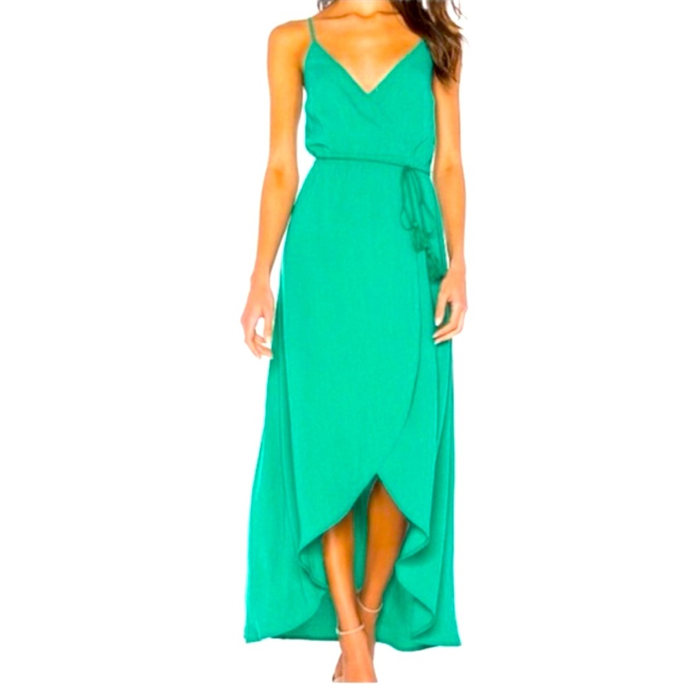 Jack by BB Dakota Maxi Dress Women's Size Small Green Wrap Hi Low size Medium